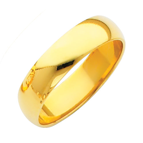 14K Yellow Gold 5mm Plain Regular Fit Unisex Wedding Band