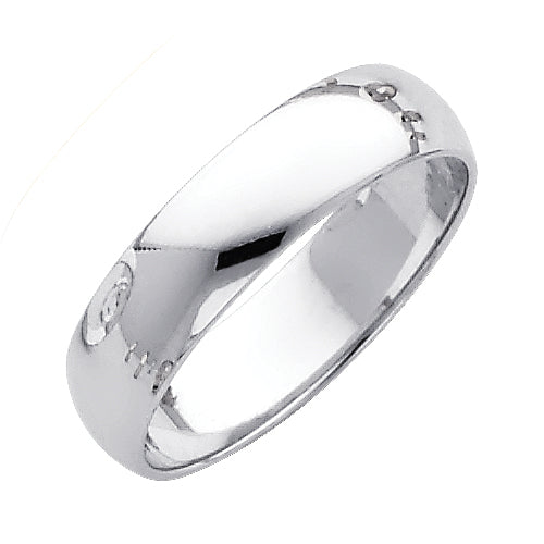 14K White Gold Plain Regular Fit Unisex Wedding Band Ring - 2mm to 8mm Unisex