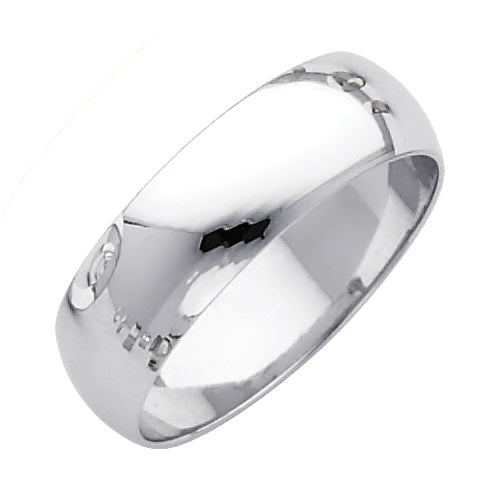 14K White Gold Plain Regular Fit Unisex Wedding Band Ring - 2mm to 8mm Unisex