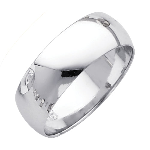 14K White Gold Plain Regular Fit Unisex Wedding Band Ring - 2mm to 8mm Unisex