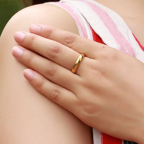 14K Yellow Gold 4mm Traditional Heavy Weight Comfort Fit Wedding Band Ring
