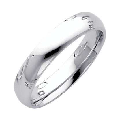 14K White Gold 4mm Traditional Heavy Weight Comfort Fit Unisex Wedding Band Ring