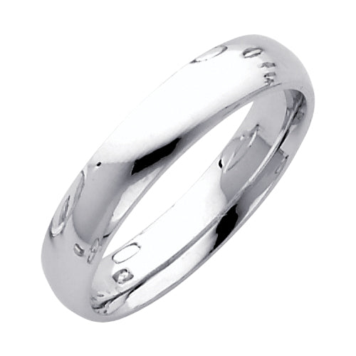 14K White Gold 4mm Traditional Heavy Weight Comfort Fit Unisex Wedding Band Ring