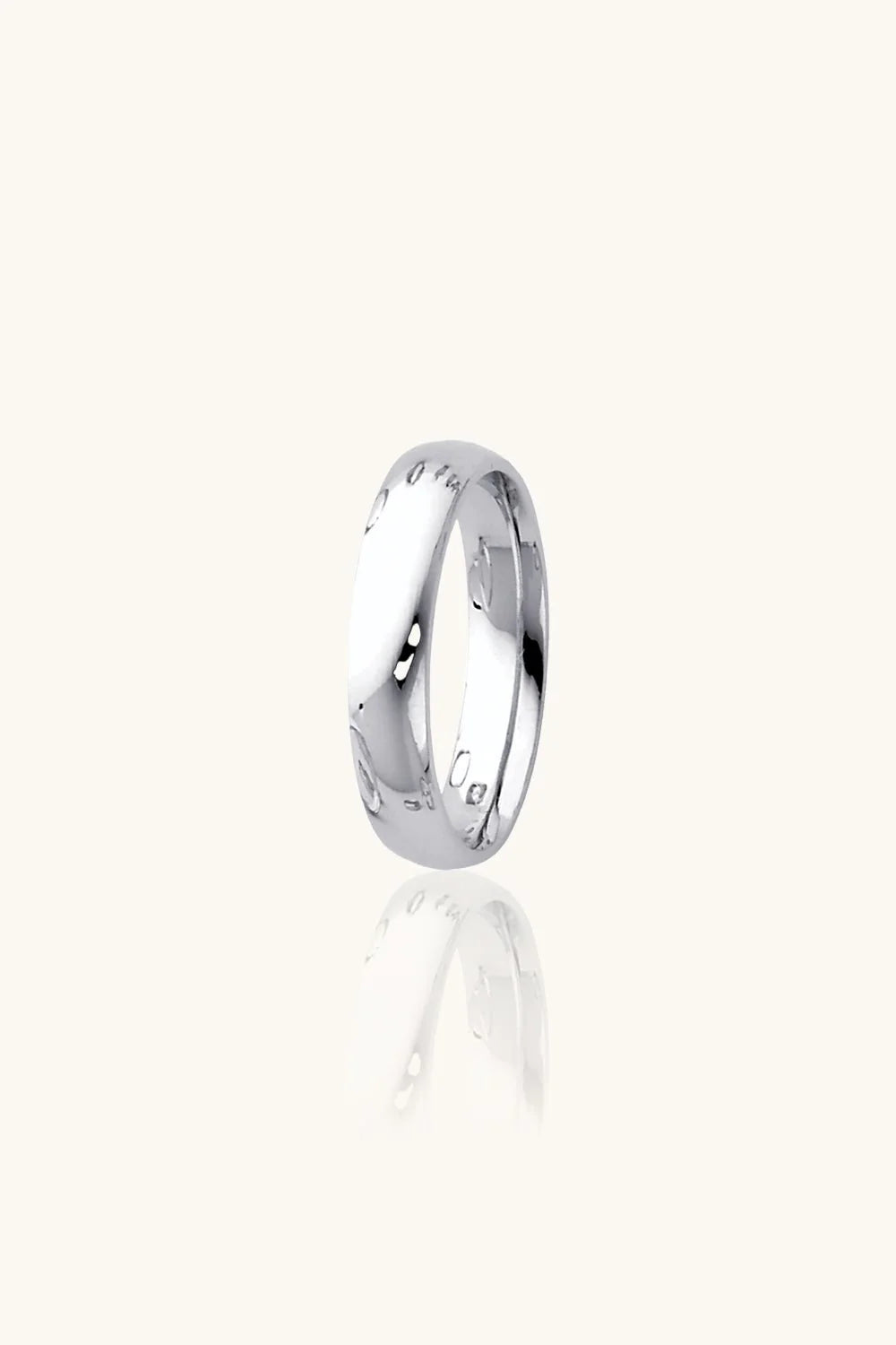 14K White Gold 4mm Traditional Heavy Weight Comfort Fit Unisex Wedding Band Ring