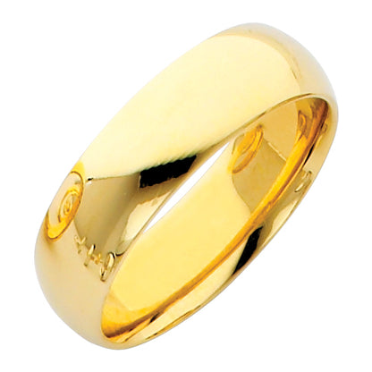 14K Yellow Gold 6mm Traditional Heavy Weight Comfort Fit Unisex Wedding Band Ring