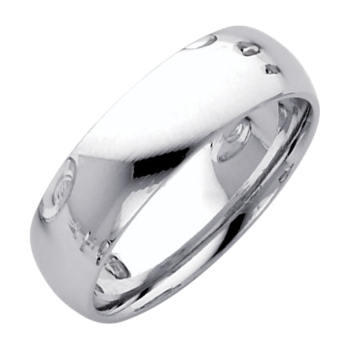 14K White Gold 6mm Traditional Heavy Weight Comfort Fit Unisex Wedding Band Ring