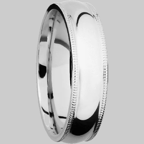 Silver ring with a white center on a white background