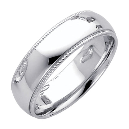 14K White Gold 6mm Traditional Heavy Weight Comfort Fit Milgrain Wedding Band RIng