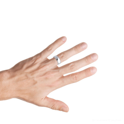 14K White Gold 6mm Traditional Heavy Weight Comfort Fit Milgrain Wedding Band RIng