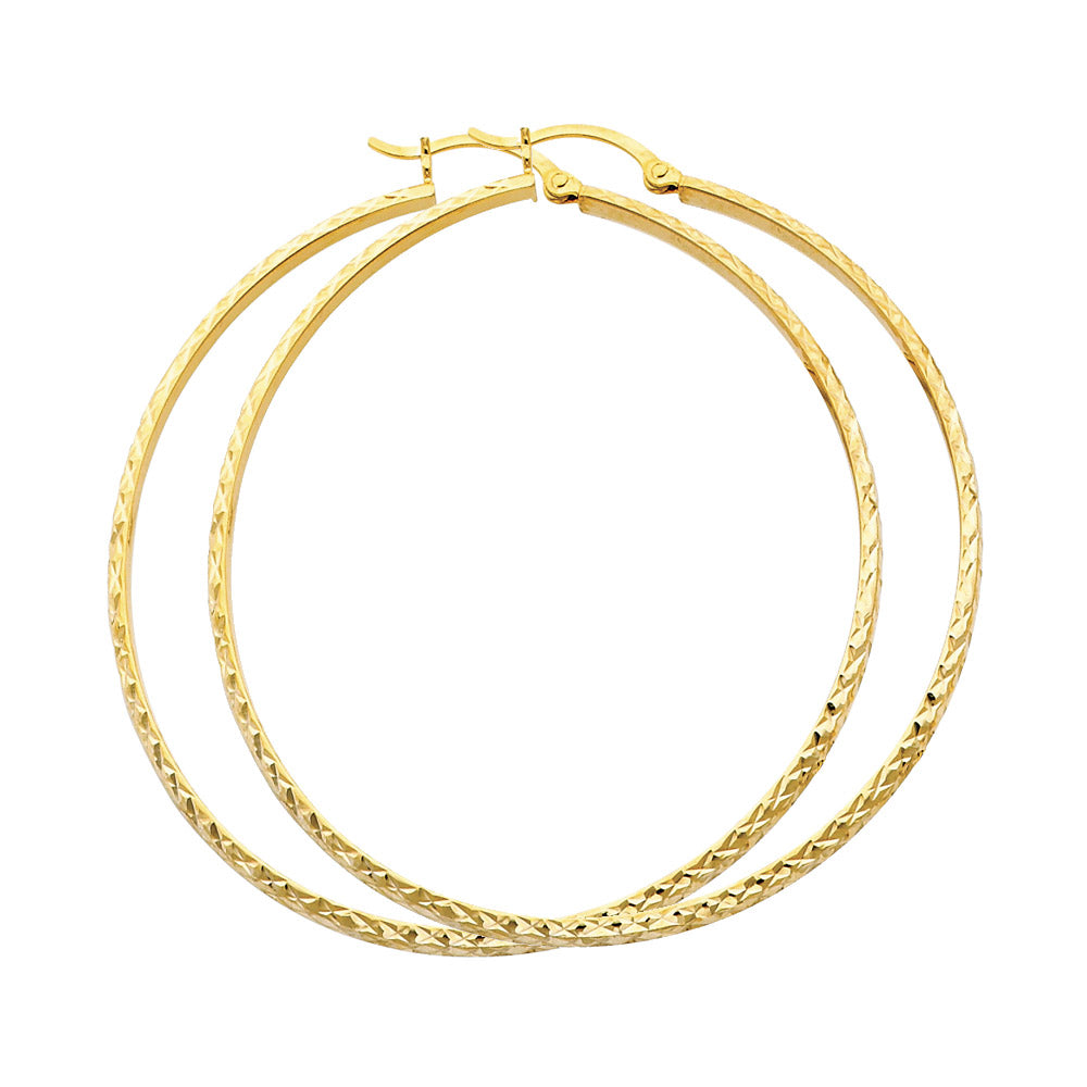 14K Yellow Gold DC Hollow Round Tube Hoop Earrings