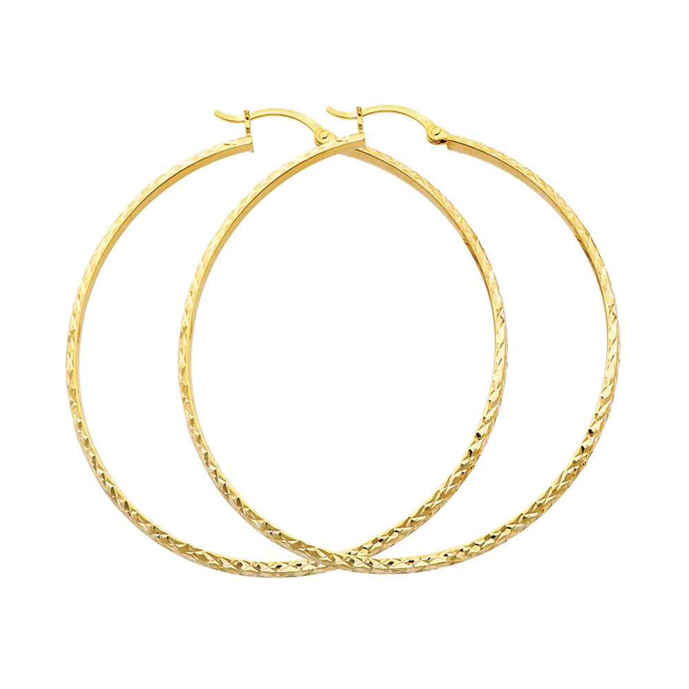 14K Yellow Gold DC Hollow Round Tube Hoop Earrings