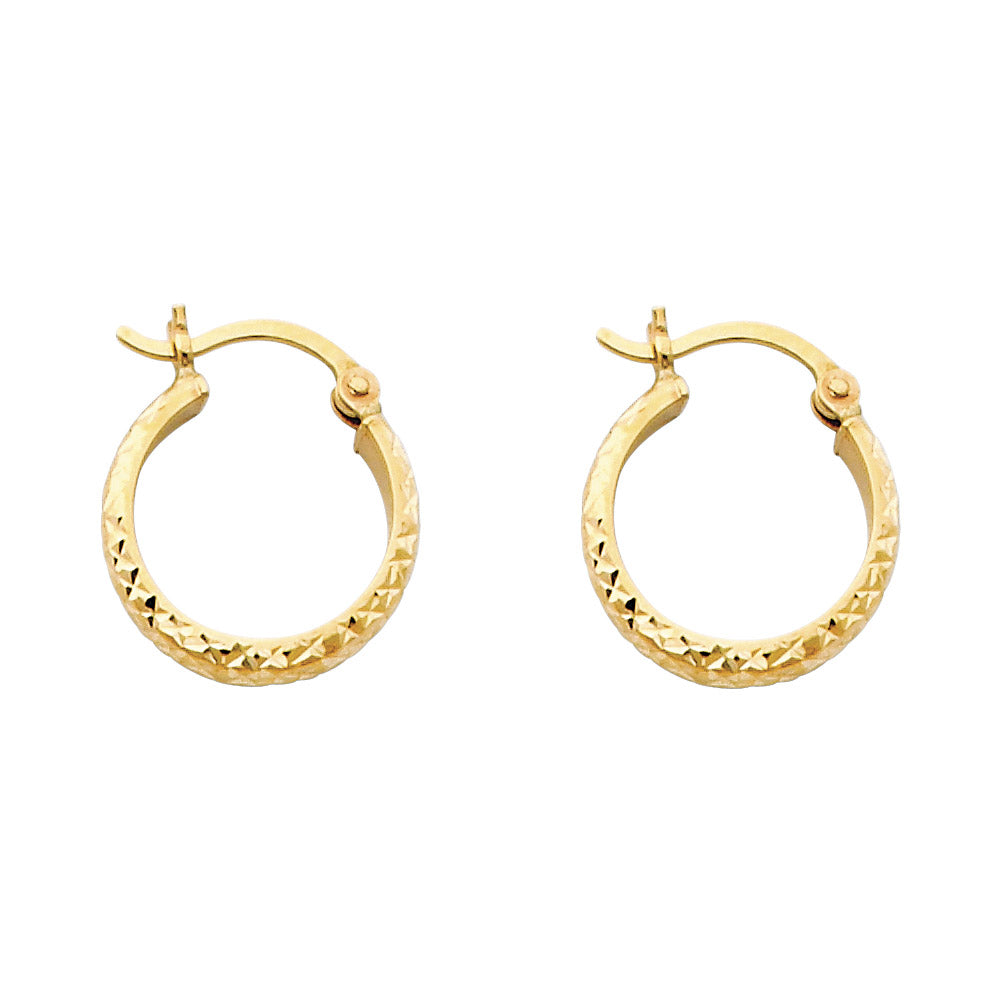 14K Yellow Gold DC Hollow Round Tube Hoop Earrings