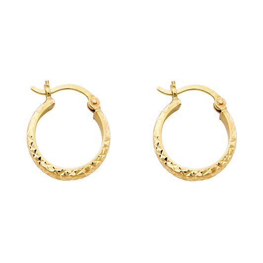 14K Yellow Gold DC Hollow Round Tube Hoop Earrings