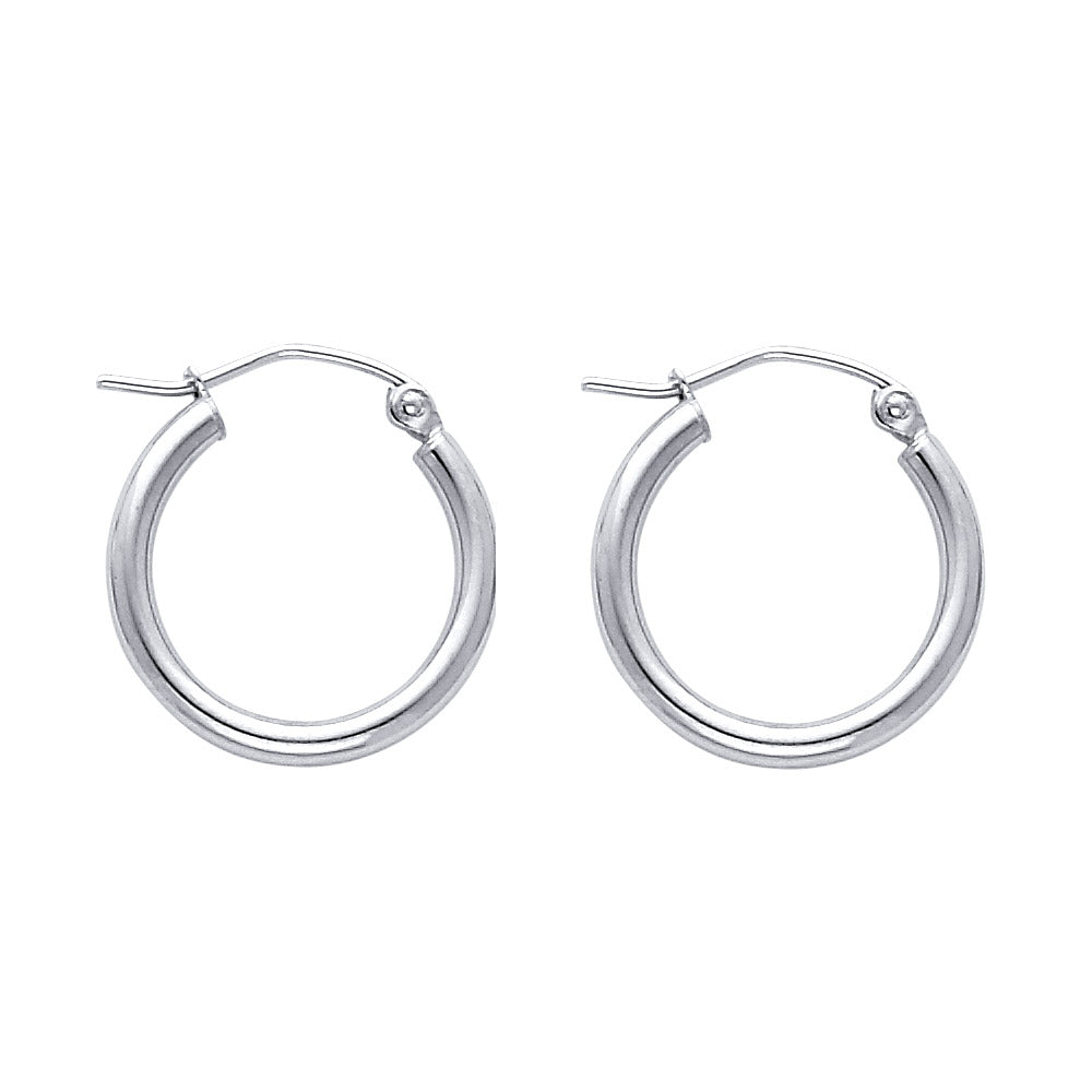 Pair of White Gold hoop earrings on a white background available on the TX.ORO website.