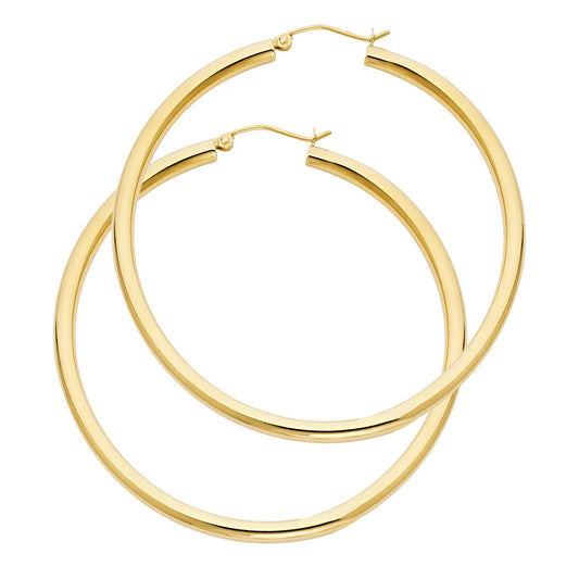 Gold hoop earrings on a white background