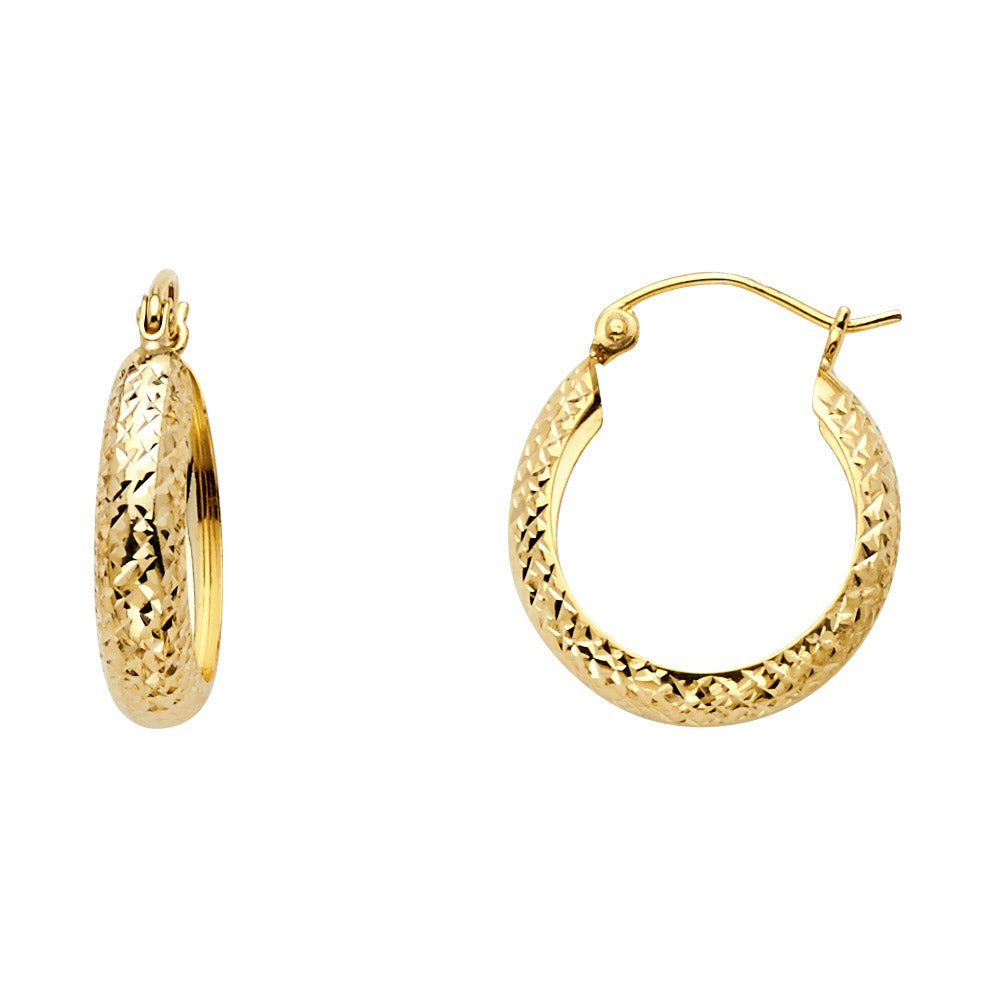 14K Yellow Gold Full DC Half Dome Hoop Earrings