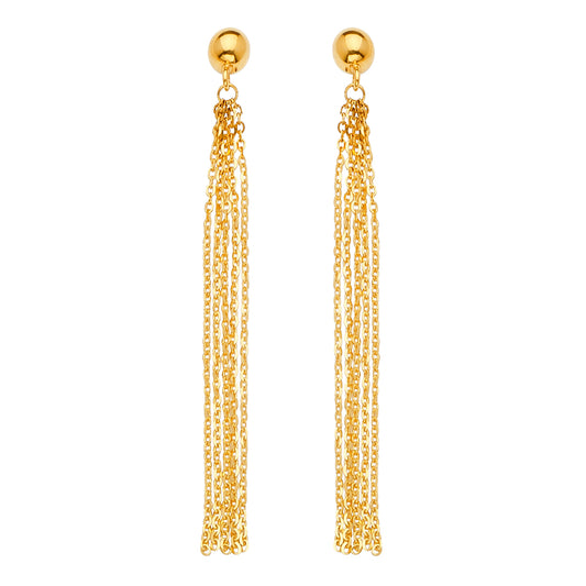 Gold chain earrings on a white background available on the TX.ORO website.