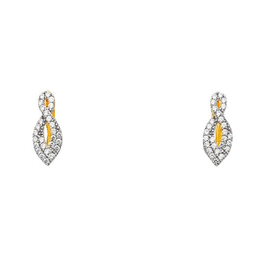 14K Yellow Gold with Cubic Zirconia Earrings - Classic Sparkling Fine Jewelry