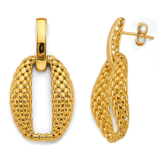 Gold hoop earrings on a white background available on the TX.ORO website.