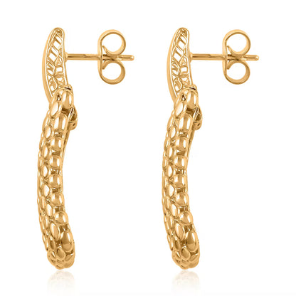 Gold hoop earrings with intricate design on a white background available on the TX.ORO website.