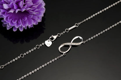 14K White Gold Infinity CZ Necklace - Diamond-Accented Jewelry Gift for Women