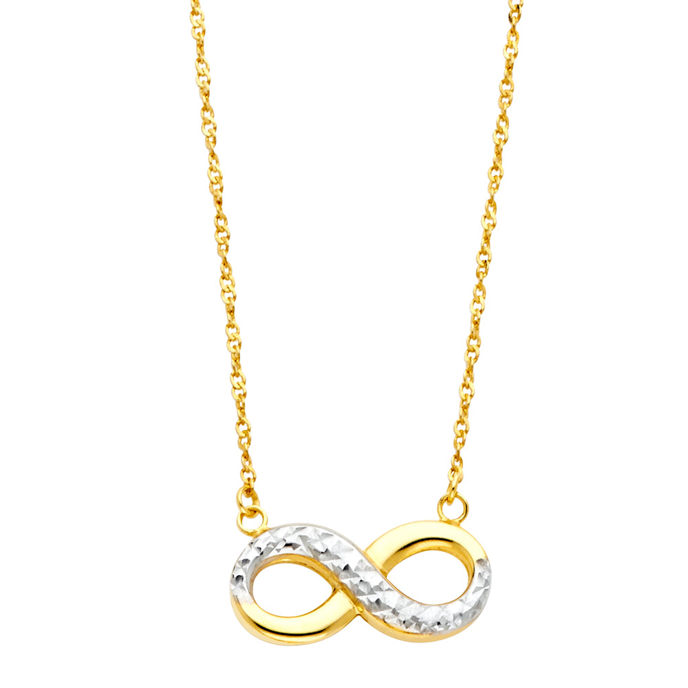 14K Two-Tone Gold Infinity Symbol Pendant Necklace for Women