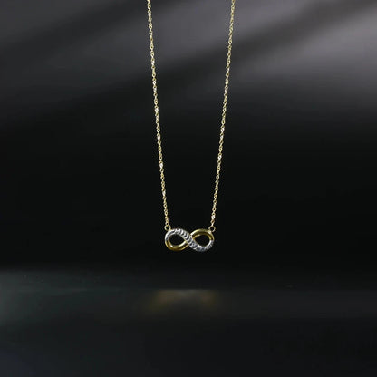 Necklace with interlocking rings on a dark background available on the TX.ORO website.