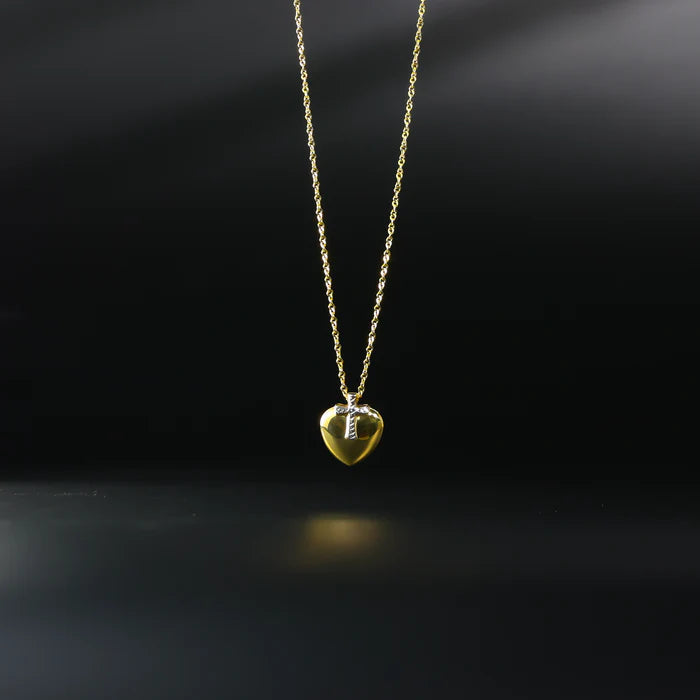 14K Two-Tone Gold Cross Heart Religious Love Symbol Necklace