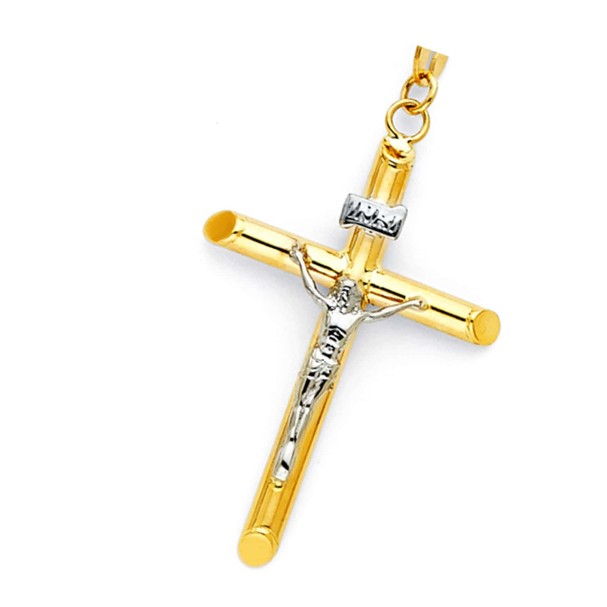 14K Tri-Color Gold 4mm Disco Ball Beaded Rosary Chain Necklace - 26"