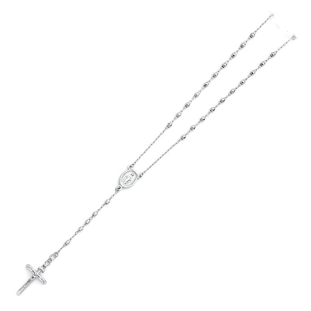 Silver necklace with a cross pendant on a white background availabe on TX.ORO website.
