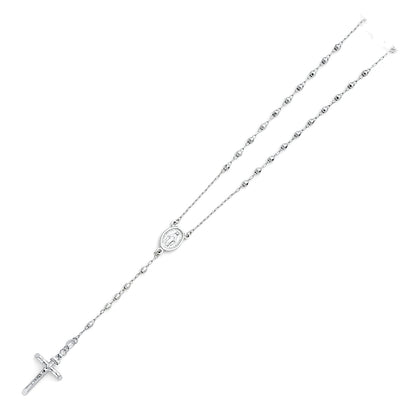 Silver necklace with a cross pendant on a white background availabe on TX.ORO website.