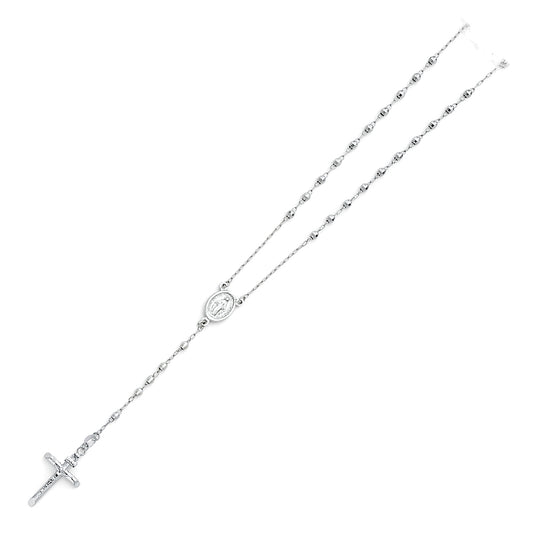 Silver necklace with a cross pendant on a white background availabe on TX.ORO website.