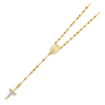 Gold necklace with a central pendant and cross on a white background availabe on TX.ORO website.