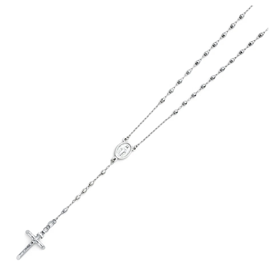 Silver necklace with a cross pendant on a white background availabe on TX.ORO website.