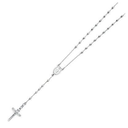 Silver necklace with a cross pendant on a white background availabe on TX.ORO website.