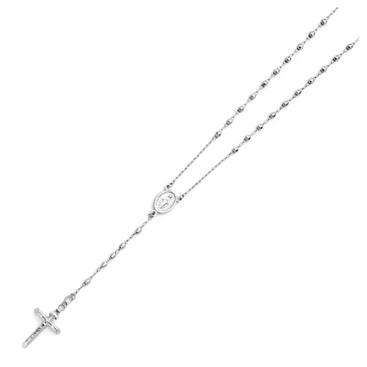 Silver necklace with a cross pendant on a white background availabe on TX.ORO website.