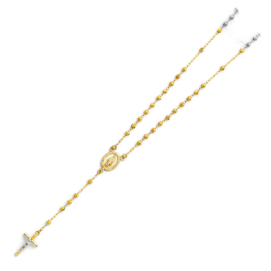Gold and silver necklace on a white background availabe on TX.ORO website.