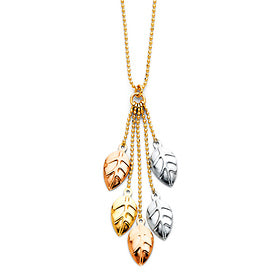 Gold and silver necklace with three pendant drops on a white background available on the TX.ORO website.