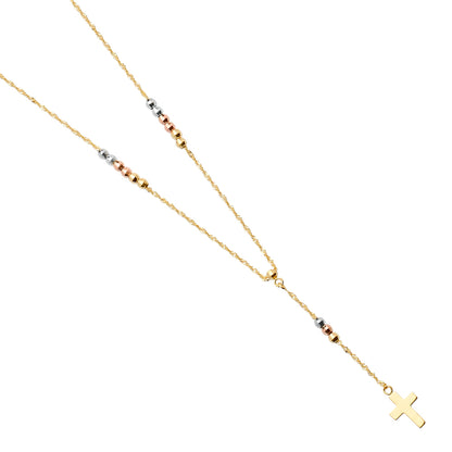 Gold necklace with a cross pendant on a white background available on the TX.ORO website.
