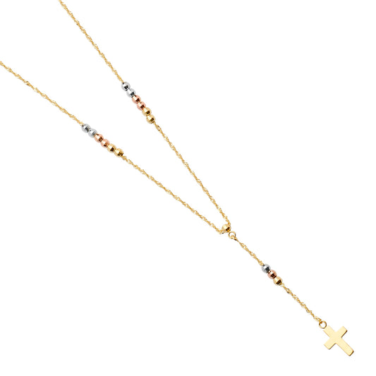Gold necklace with a cross pendant on a white background available on the TX.ORO website.