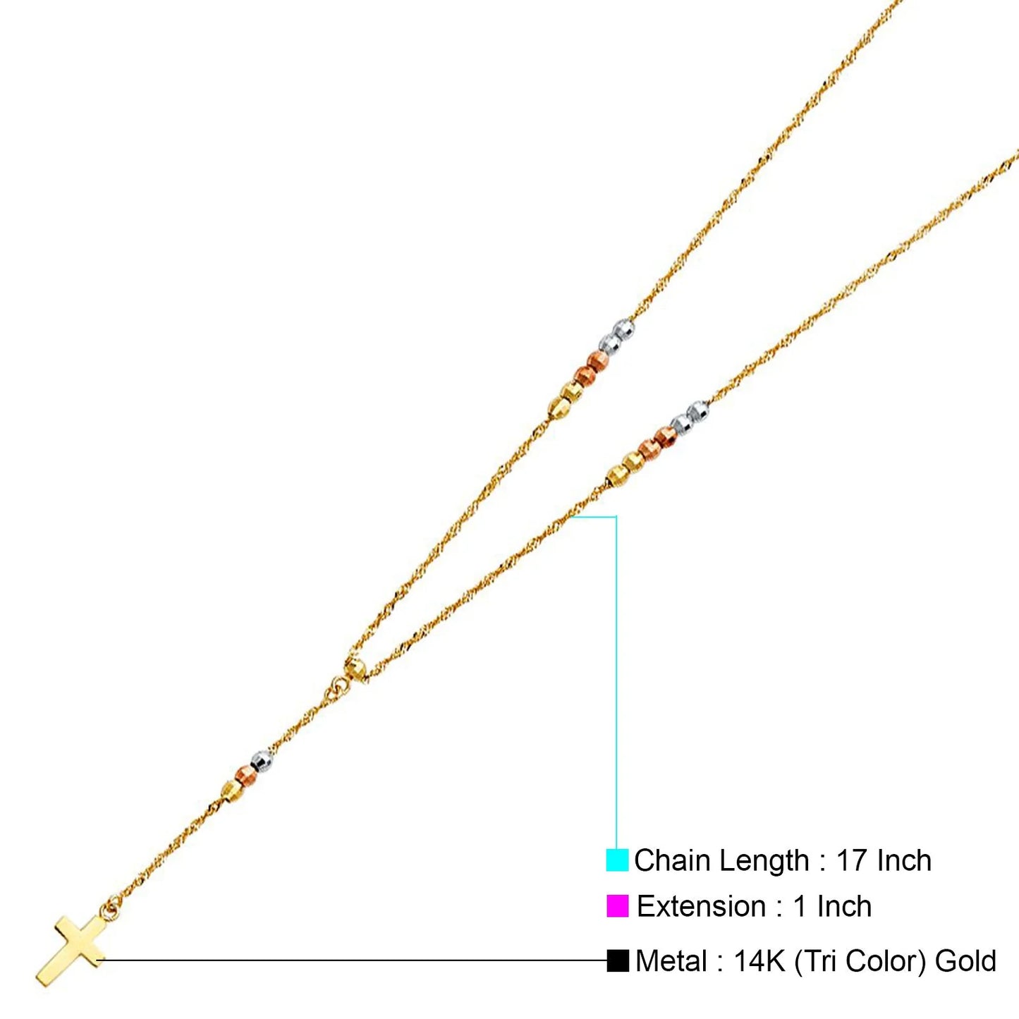Gold necklace with a cross pendant on a white background available on the TX.ORO website.