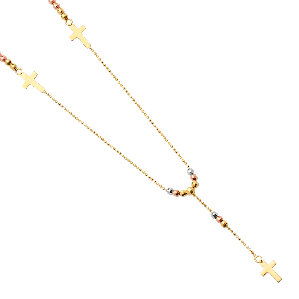 Gold necklace with cross pendants on a white background available on the TX.ORO website.