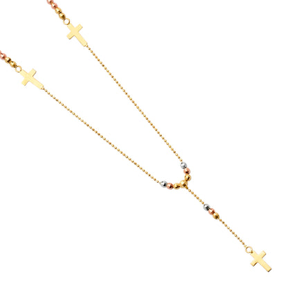 Gold necklace with cross pendants on a white background available on the TX.ORO website.