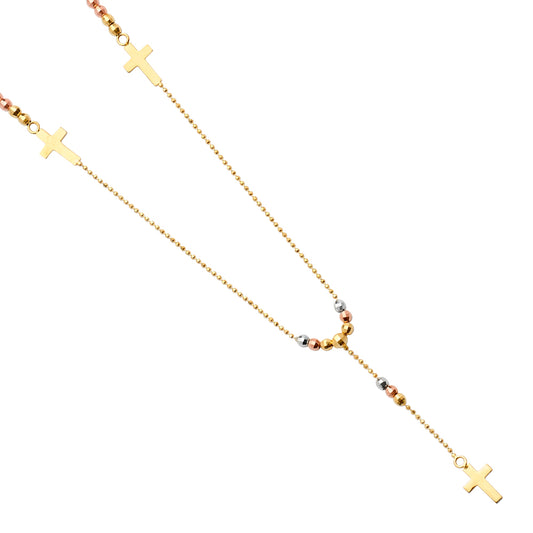 Gold necklace with cross pendants on a white background available on the TX.ORO website.