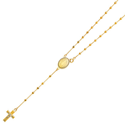 Gold necklace with a cross pendant on a white background availabe on TX.ORO website.