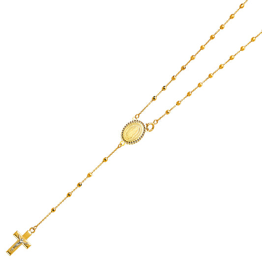Gold necklace with a cross pendant on a white background availabe on TX.ORO website.