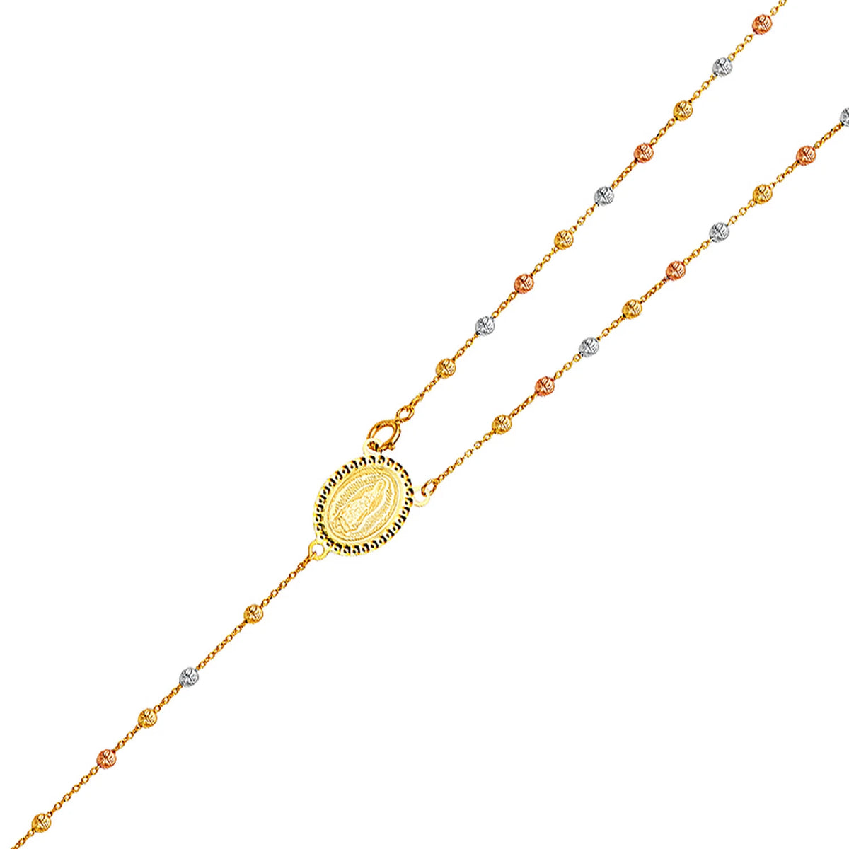 Gold necklace with a central pendant on a white background availabe on TX.ORO website.