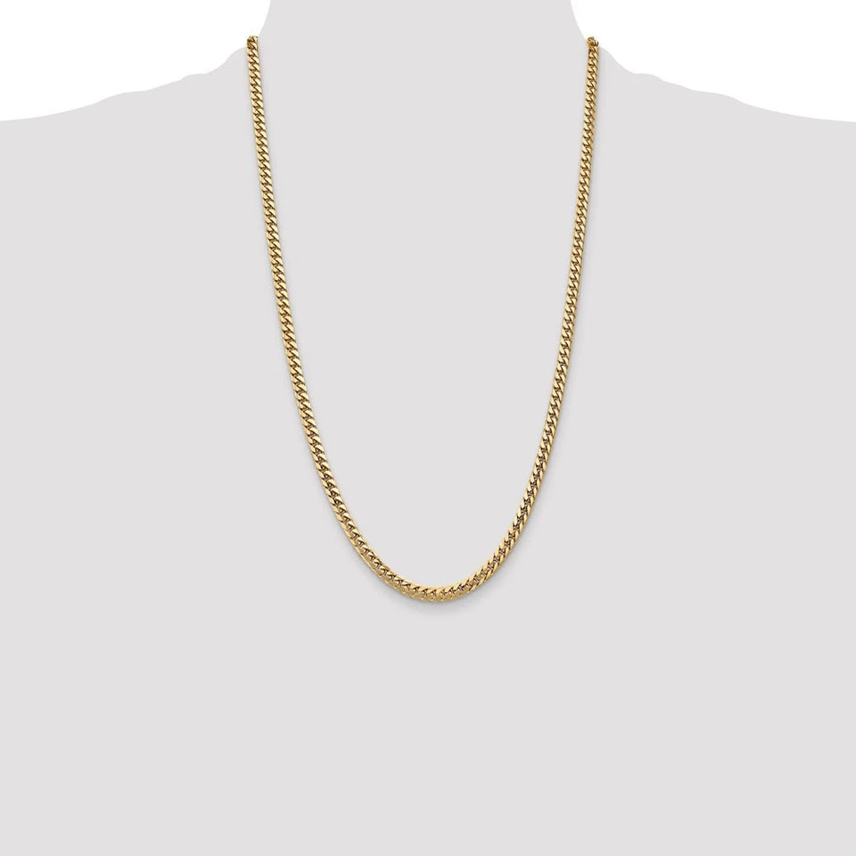 14K Yellow Gold Hollow Concave Curb Chain Necklace - Lightweight Men’s & Women’s Jewelry