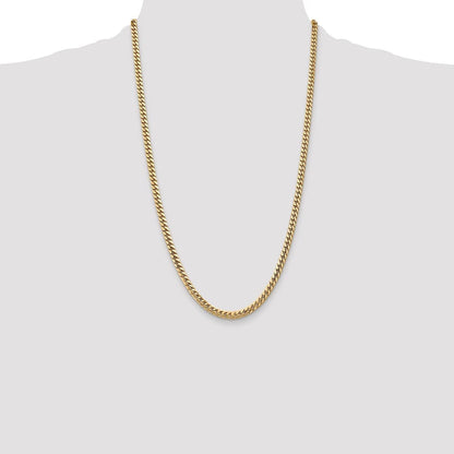 14K Yellow Gold Hollow Concave Curb Chain Necklace - Lightweight Men’s & Women’s Jewelry