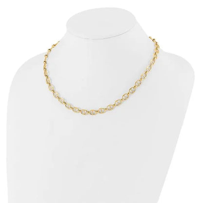 14K Yellow Gold Hollow Fancy Mariner Link Necklace - Unisex Nautical Chain
